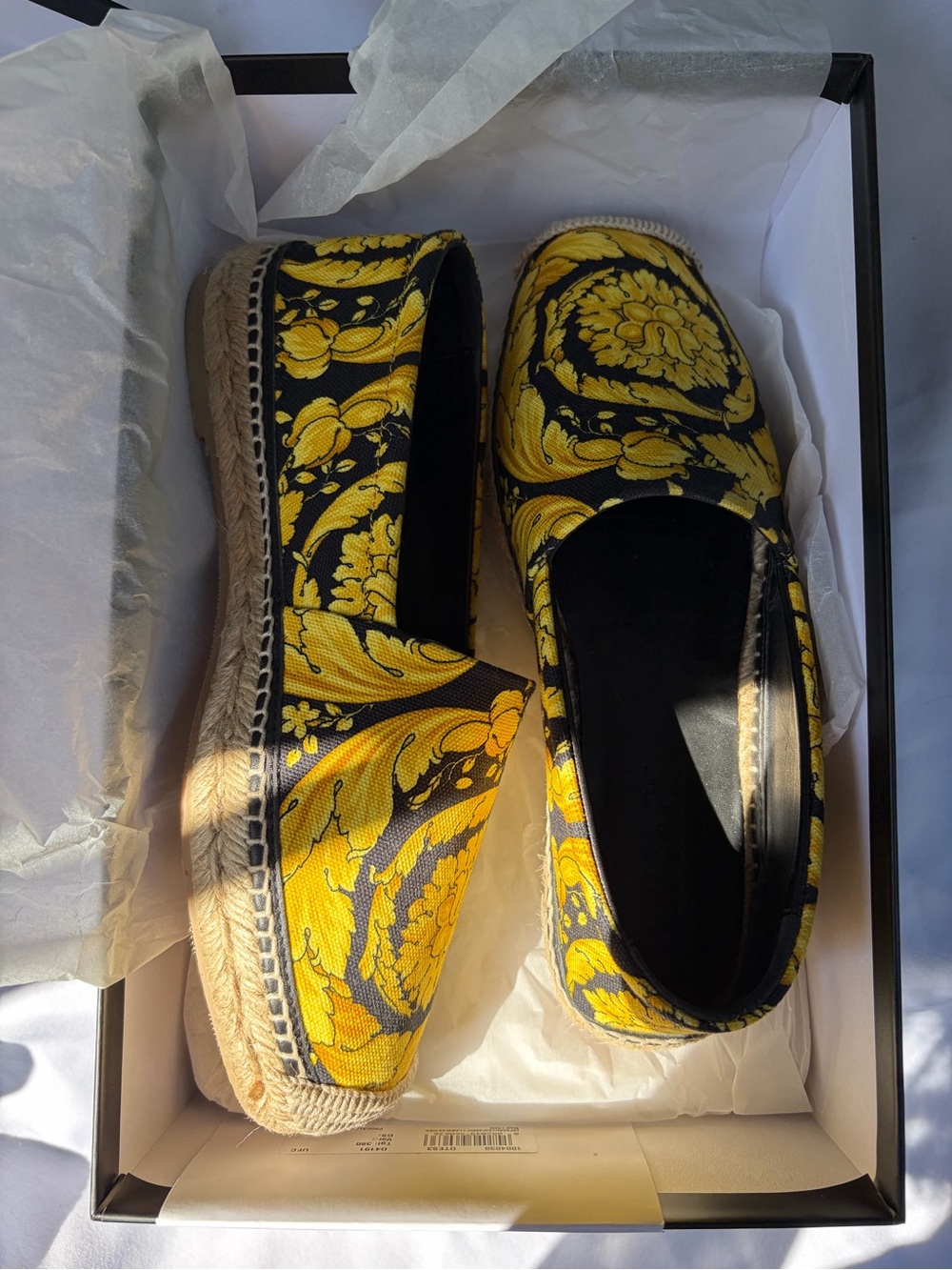 UFC Yellow & Black Floral Espadrille Slip-Ons
